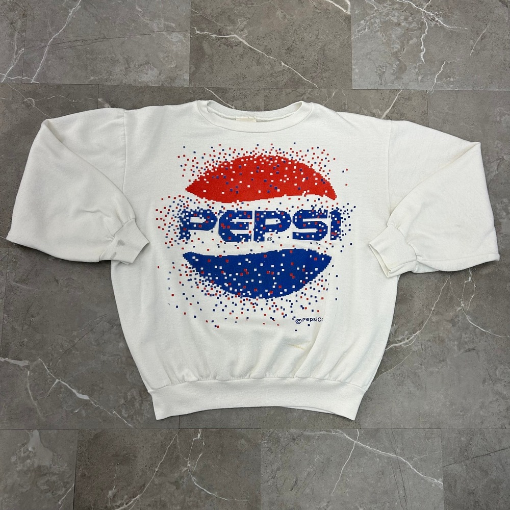 80s Vintage Pepsi Sweatshirt Adult Medium Dots Pullover Crewneck Cola Boxy